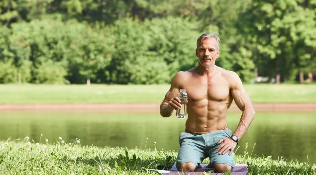 a man in good shape in nature